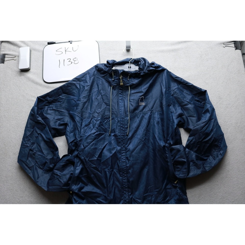 Sierra Designs Windbreaker Jacket Mens Medium Blue Full Zip Hooded Ripstop 1138